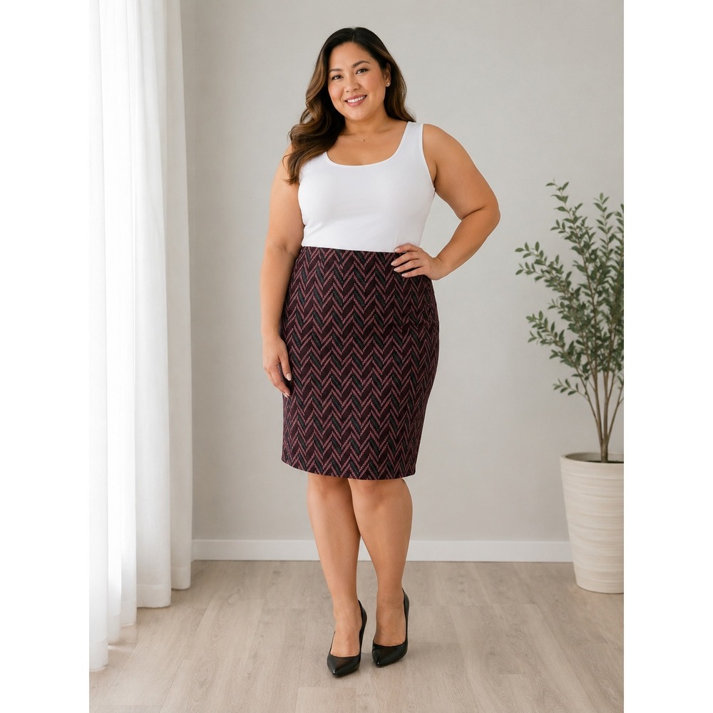 Kasper Chevron Pencil Skirt Career Office Wear Business‎ Casual Size 14 NWT